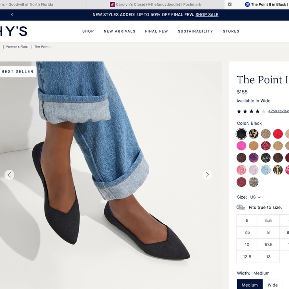 BEST SELLER 🔥 ROTHY’S BLACK THE POINT SLIP-ON SHOES - Picture 12 of 12